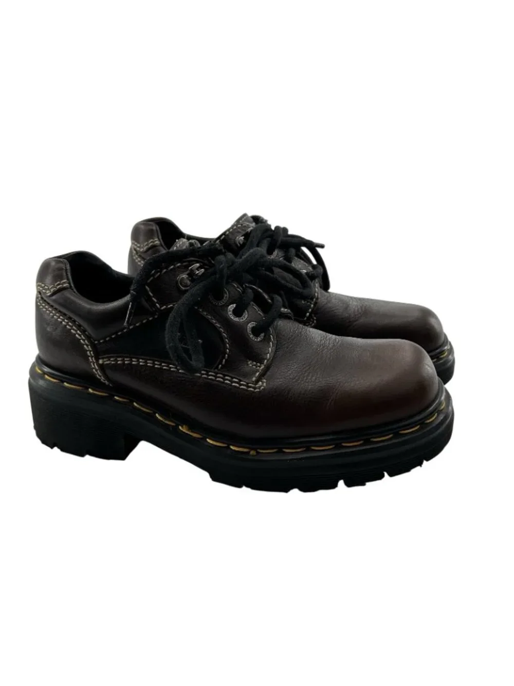 VTG Dr. Martens Shoes M5 W6 Leather 3 Eye Casual Chunky Platform Oxford ENGLAND